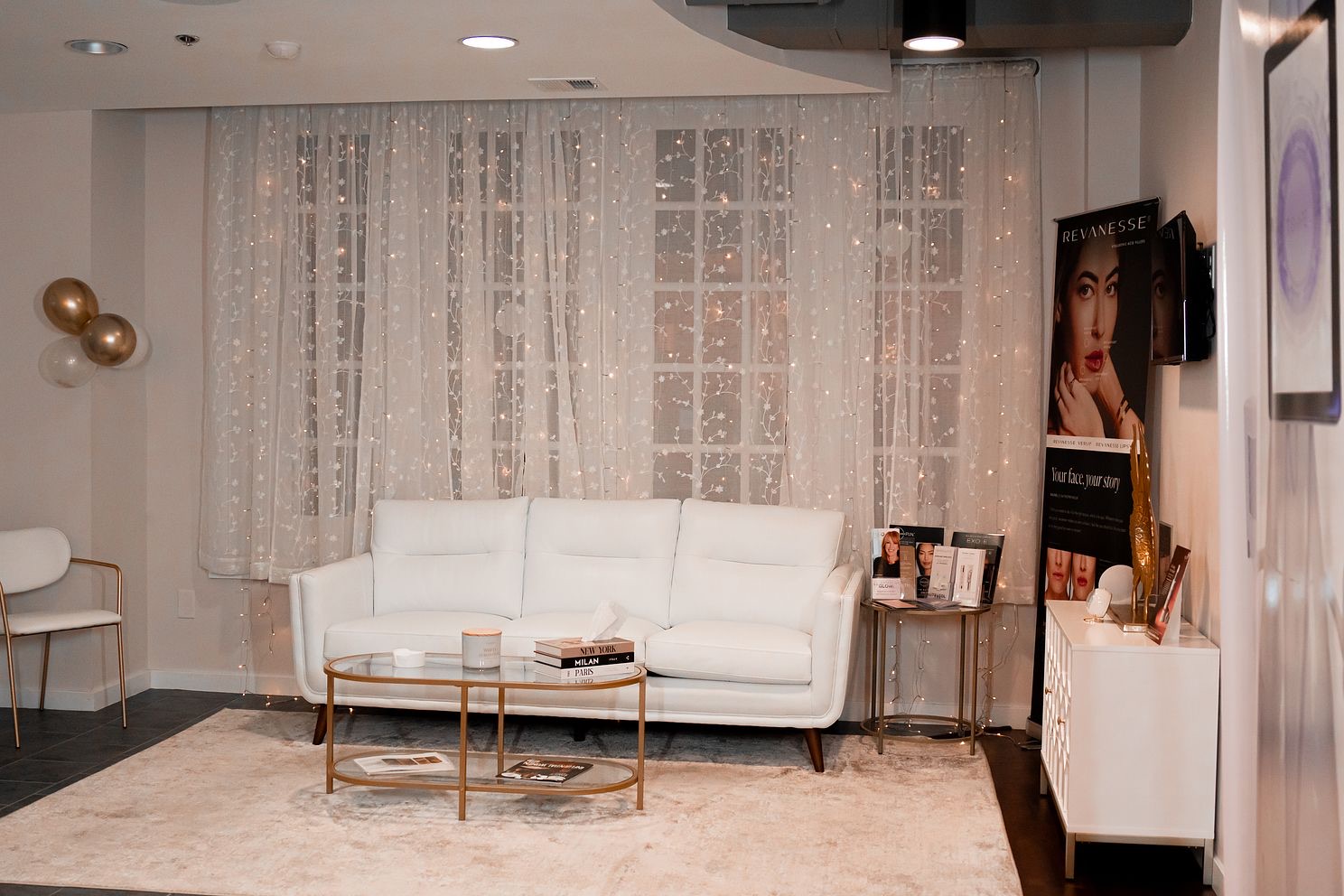 The waiting room at Glow By Laser